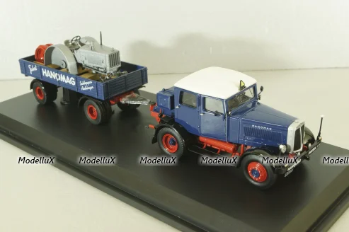 Hanomag ST 100 with trailer, blue, 02894, Schuco 1:43