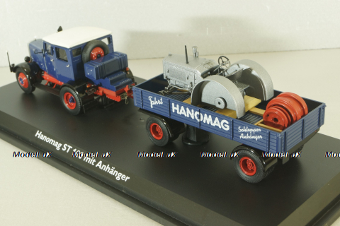 Hanomag ST 100 with trailer, blue, 02894, Schuco 1:43