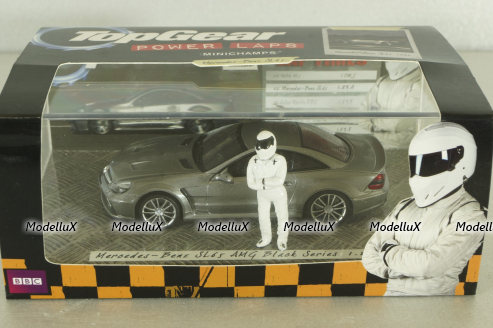 Mercedes SL65 AMG (R230) Black Series 2010 TopGear with figure of Stig, silver matt, 519433830, Minichamps 1:43