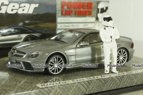 Mercedes SL65 AMG (R230) Black Series 2010 TopGear with figure of Stig, silver matt, 519433830, Minichamps 1:43