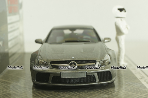 Mercedes SL65 AMG (R230) Black Series 2010 TopGear with figure of Stig, silver matt, 519433830, Minichamps 1:43