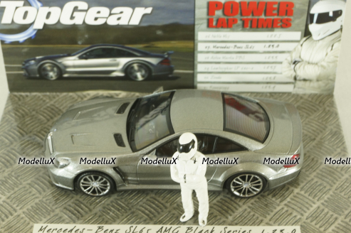 Mercedes SL65 AMG (R230) Black Series 2010 TopGear with figure of Stig, silver matt, 519433830, Minichamps 1:43