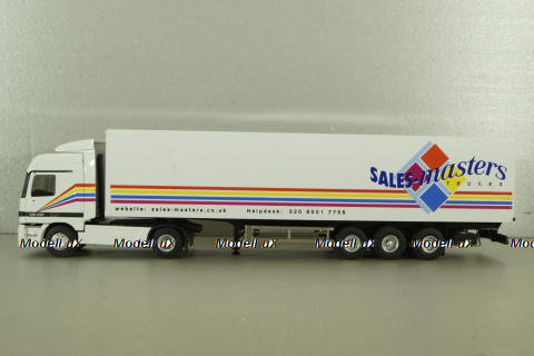 Mercedes Actros MP1 1848 with semi trailer Sales master trucks 1996, white, 112319, Eligor 1:43