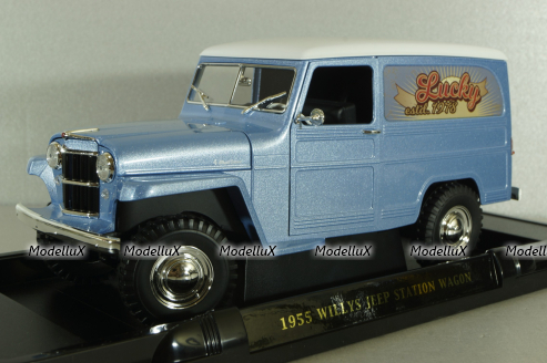 Willys Jeep Station wagon 1955, blue, 92858A, Lucky Die Cast, 1:18