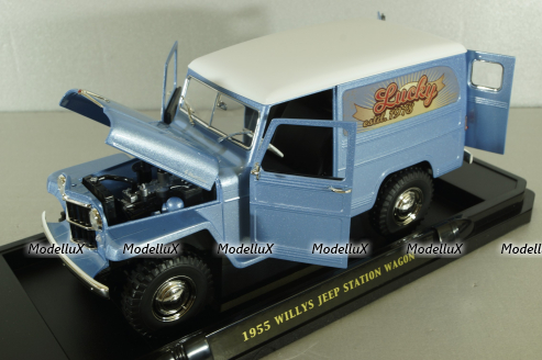 Willys Jeep Station wagon 1955, blue, 92858A, Lucky Die Cast, 1:18