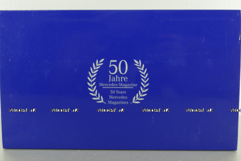 Mercedes 300 SLR Stromline (W196) 1954 silver and Mercedes SLR McLaren (C199) 2003 Silver, 50 years Mercedes Magazine, Set Minichamps 1:43