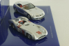 Mercedes 300 SLR Stromline (W196) 1954 silver and Mercedes SLR McLaren (C199) 2003 Silver, 50 years Mercedes Magazine, Set Minichamps 1:43