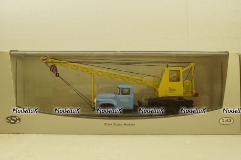 Зил-130 АК-75 (130) Автокран , желтый/голубой, SSM1098, SSM 1:43