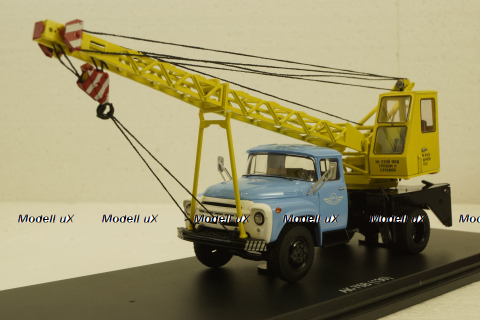 Зил-130 АК-75 (130) Автокран , желтый/голубой, SSM1098, SSM 1:43