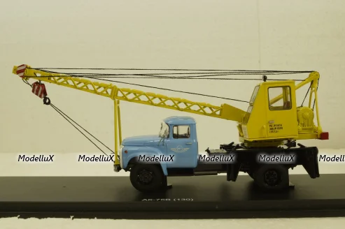 Зил-130 АК-75 (130) Автокран , желтый/голубой, SSM1098, SSM 1:43