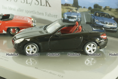 Mercedes 190 SL (W 121) 1955 red and Mercedes SLK 350 (R171) 2004 black, Set, B66045920,  Minichamps 1:43 