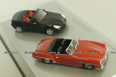 Mercedes 190 SL (W 121) 1955 red and Mercedes SLK 350 (R171) 2004 black, Set, B66045920,  Minichamps 1:43 