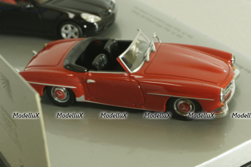 Mercedes 190 SL (W 121) 1955 red and Mercedes SLK 350 (R171) 2004 black, Set, B66045920,  Minichamps 1:43 