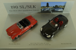 Mercedes 190 SL (W 121) 1955 red and Mercedes SLK 350 (R171) 2004 black, Set, B66045920,  Minichamps 1:43
