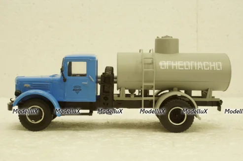 АЦ-8-200 Маз-200, топливозоправщик, син/сер,  Автолегенды СССР, Грузовики, Конверсии 1:43