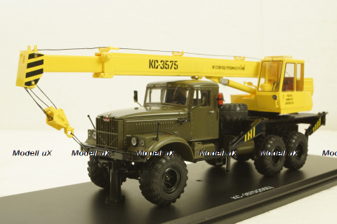 Краз-255Б1 КС-3575 Автокран, хаки/желтый, SSM1185, SSM 1:43