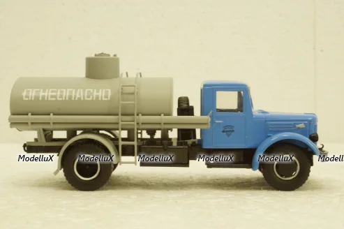 АЦ-8-200 Маз-200, топливозоправщик, син/сер,  Автолегенды СССР, Грузовики, Конверсии 1:43