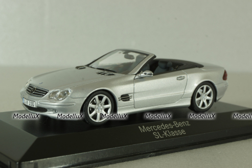Mercedes SL 500 cabriolet (R230) 2001, silver, B66961924, Minichamps 1:43