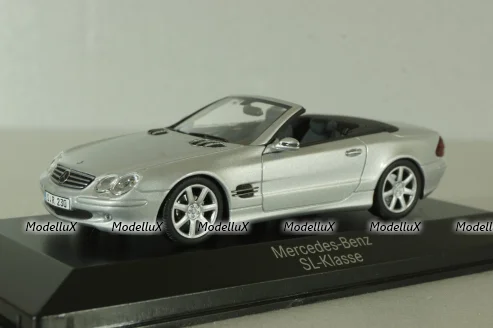 Mercedes SL 500 cabriolet (R230) 2001, silver, B66961924, Minichamps 1:43