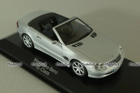 Mercedes SL 500 cabriolet (R230) 2001, silver, B66961924, Minichamps 1:43