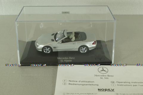 Mercedes SL 500 cabriolet (R230) with operation roof 2001, silver, B669619268, Norev 1:43