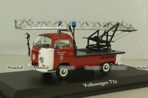 Volkswagen T2a Feuerwehr mit Drehleiter, red, 03341, Schuco 1:43