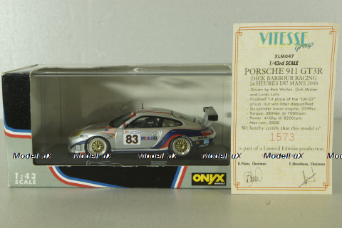 Porsche 911 GT3 R #83 Le Mans 2000 Wollek/Muller/Luhr, silver, xlm047, Onyx 1:43