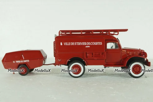 Dodge WC54 Truck Scala With Trailer 1949, Camions de Pompiers, Hachette 1:43