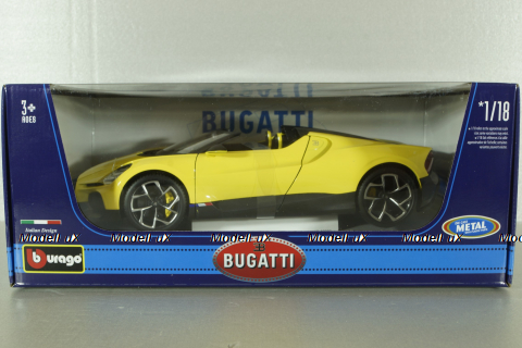 Bugatti W16 Mistral 2023, yellow, BU11051Y, Burago 1:18    