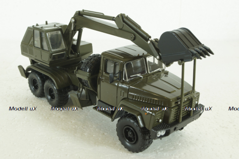 Краз-260 ЭОВ-4422, Экскаватор, хаки, Н749, Наш Автопром 1:43