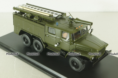 АЦ-40(43202)ПМ-102Б пожарная автоцистерна на шасси Урал-43202, хаки, SSM1233, SSM 1:43