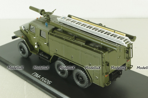 АЦ-40(43202)ПМ-102Б пожарная автоцистерна на шасси Урал-43202, хаки, SSM1233, SSM 1:43