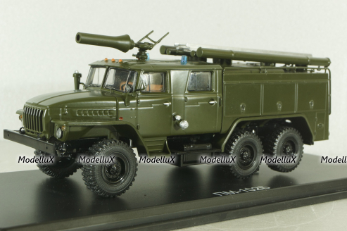 АЦ-40(43202)ПМ-102Б пожарная автоцистерна на шасси Урал-43202, хаки, SSM1233, SSM 1:43