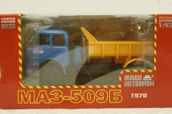 Маз-509Б самосвал, 1970г синий/желтый, Н722, Наш Автопром 1:43