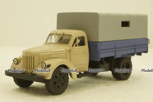 УралЗис-355М, борт с тентом,бежевый/синий, АвтоИстория 1:43