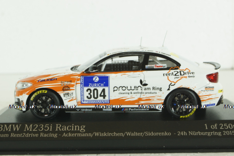 BMW M235I Racing RENT2DRIVE Racing, Nürburgring 2015, 437152504, Minichamps 1:43