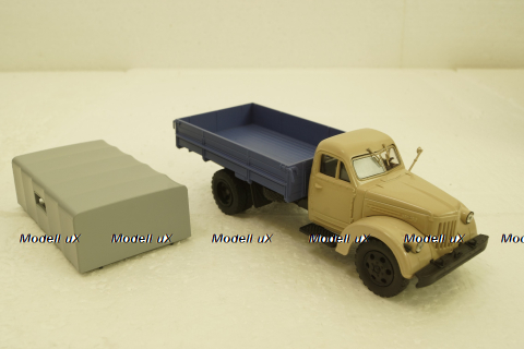 УралЗис-355М, борт с тентом,бежевый/синий, АвтоИстория 1:43