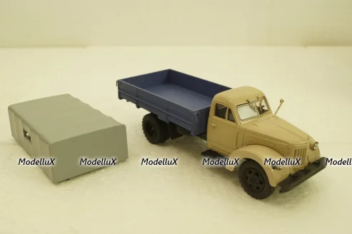 УралЗис-355М, борт с тентом,бежевый/синий, АвтоИстория 1:43