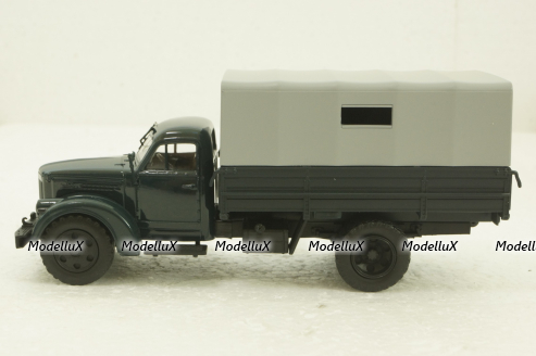 УралЗис-355М, борт с тентом, зеленый/серый, АвтоИстория 1:43