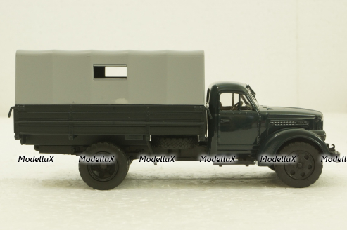 УралЗис-355М, борт с тентом, зеленый/серый, АвтоИстория 1:43