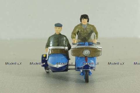 Т-200К «Тула» мотороллер с коляской, синий, с 2-мя фигурками, 1961, Артель "Universal" 1:43