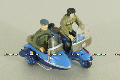 Т-200К «Тула» мотороллер с коляской, синий, с 2-мя фигурками, 1961, Артель "Universal" 1:43
