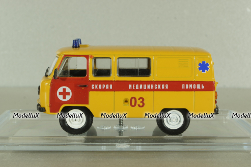 Уаз-452 медицинский, желтый, Конверсия 1:43