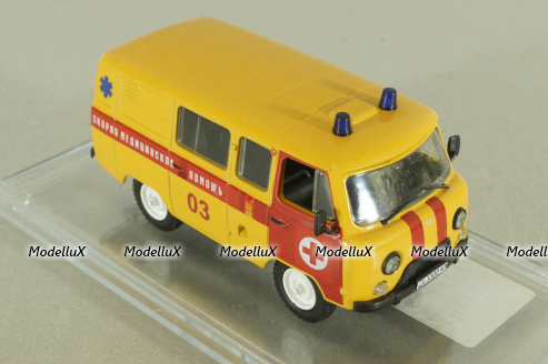 Уаз-452 медицинский, желтый, Конверсия 1:43