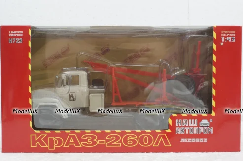 Краз-260Л лесовоз серый/красный, Н728, Наш Автопром 1:43