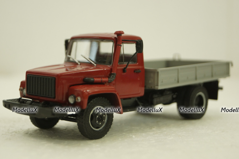 Газ-3307, бортовой с лебедкой, красный, (Конверсия), АвтоИстория 1:43