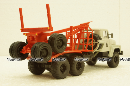 Краз-260Л лесовоз серый/красный, Н728, Наш Автопром 1:43