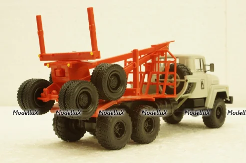 Краз-260Л лесовоз серый/красный, Н728, Наш Автопром 1:43