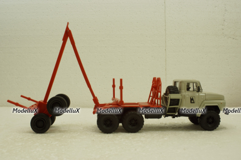 Краз-260Л лесовоз серый/красный, Н728, Наш Автопром 1:43