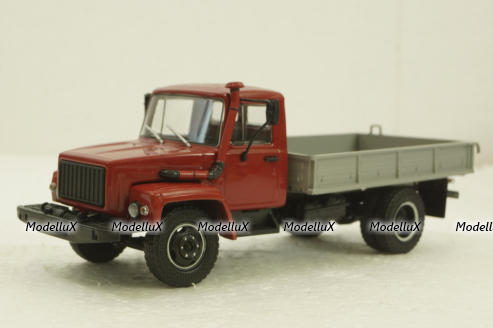 Газ-3307, бортовой с лебедкой, красный, (Конверсия), АвтоИстория 1:43